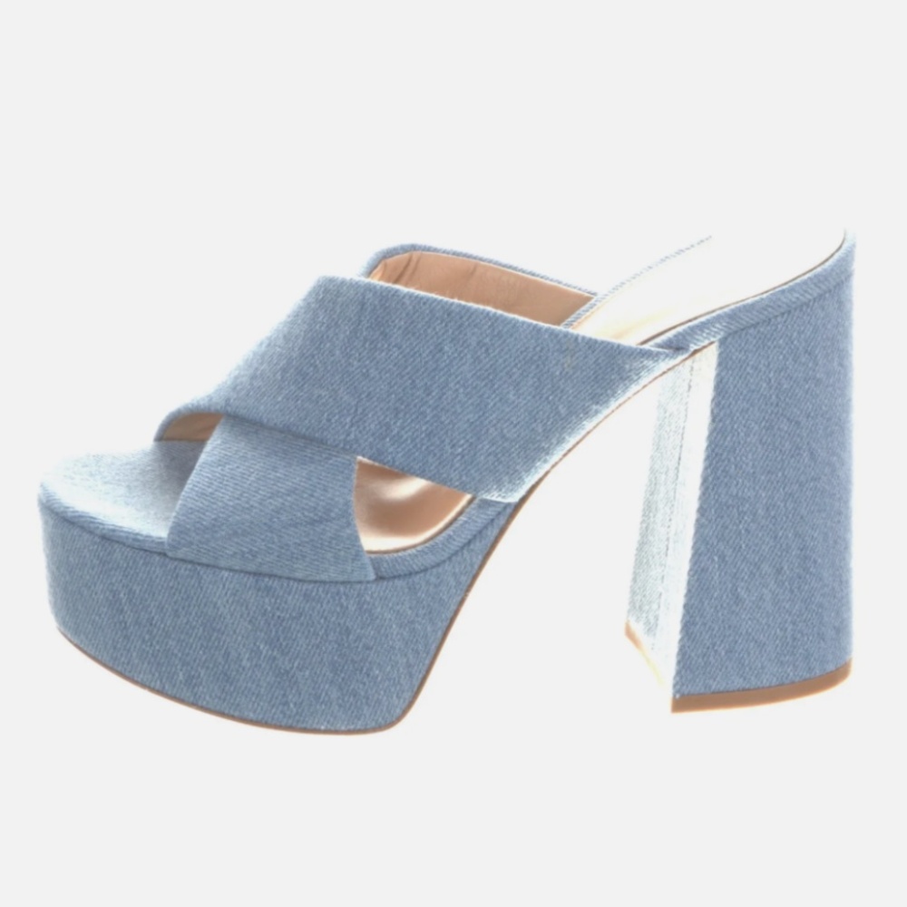 Gianvito Rossi Blue Denim Criss Cross Sandals/Shoes/Mules Size EUR 35.5